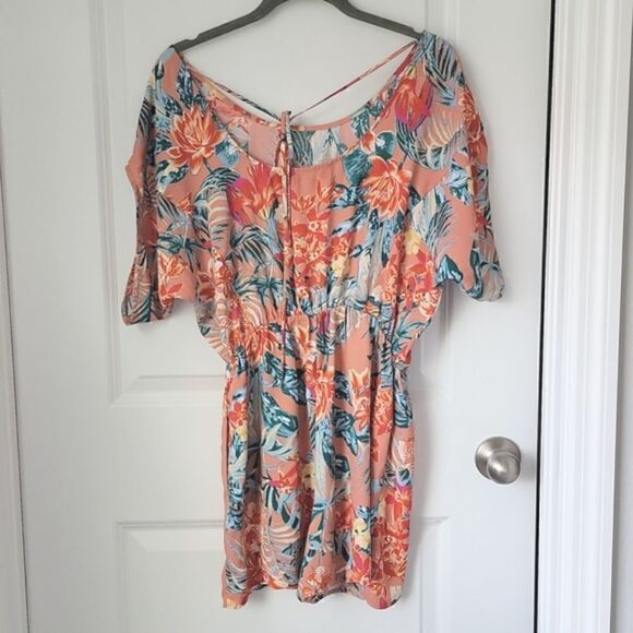 BCBG Maxazria Coral Tropical Floral Romper - Size XS - Picture 4 of 15